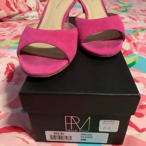 Orchid kid suede heels